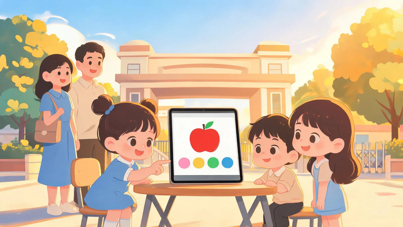 放学时段校门口摆摊,孩子围观体验